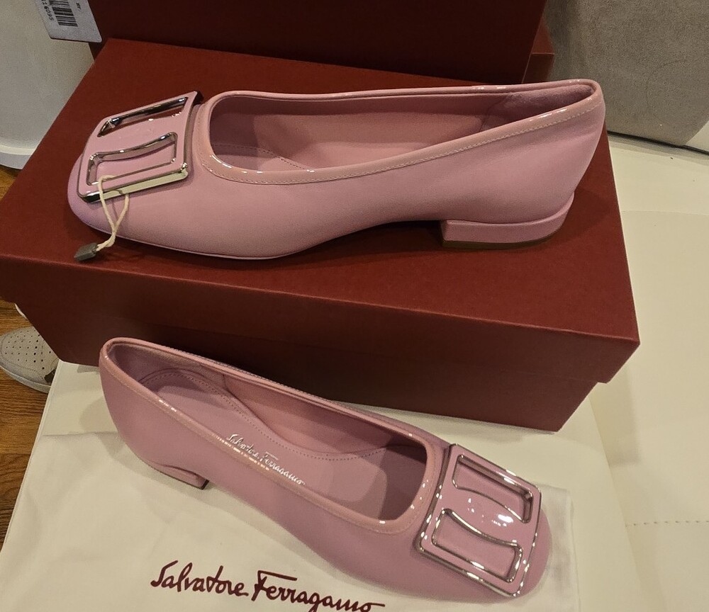 Salvatore Ferragamo Women Flamingo buckle leather ballerina flats S 8.5C and 6C - Picture 14 of 16